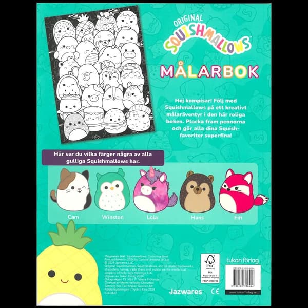 Squishmallows. Målarbok Grön