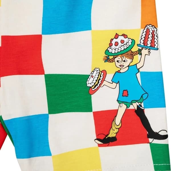 Pippi Langstrømpe - ternede shorts sæt MultiColor 128
