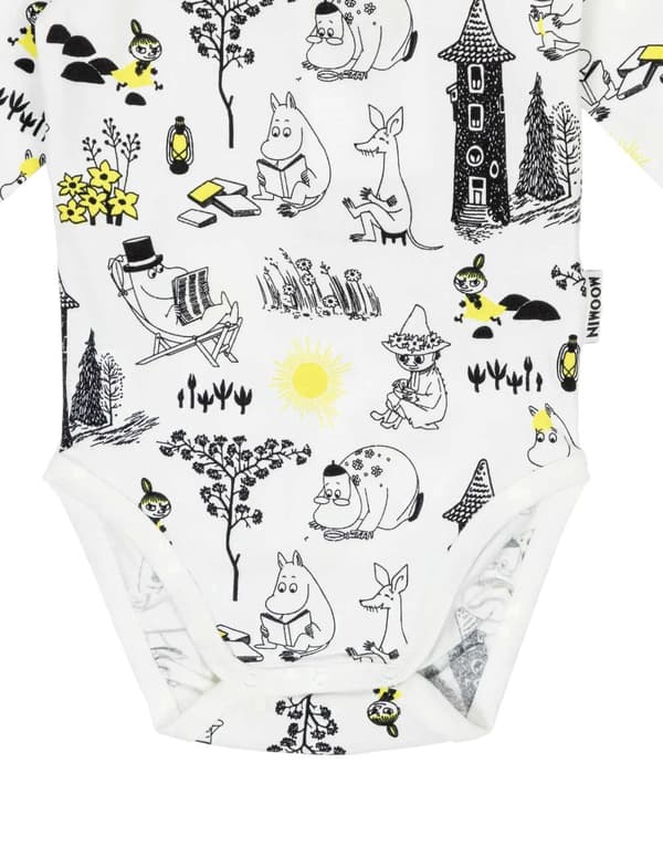 Mumin Lättja Body svart/vit White 80