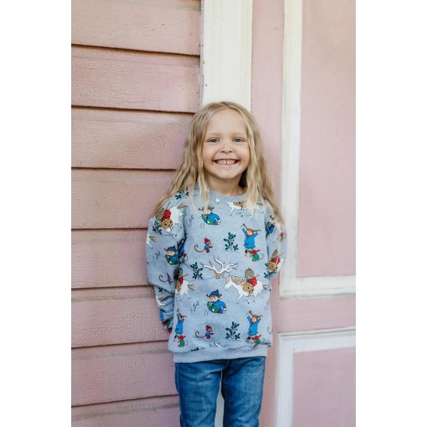 Pippi Langstrømpe Vinter Pippi college sweater grå Grey 122