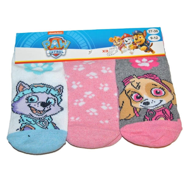Paw Patrol 3-pack nilkkasukat MultiColor 31/34 Rosa/Randig/Grå