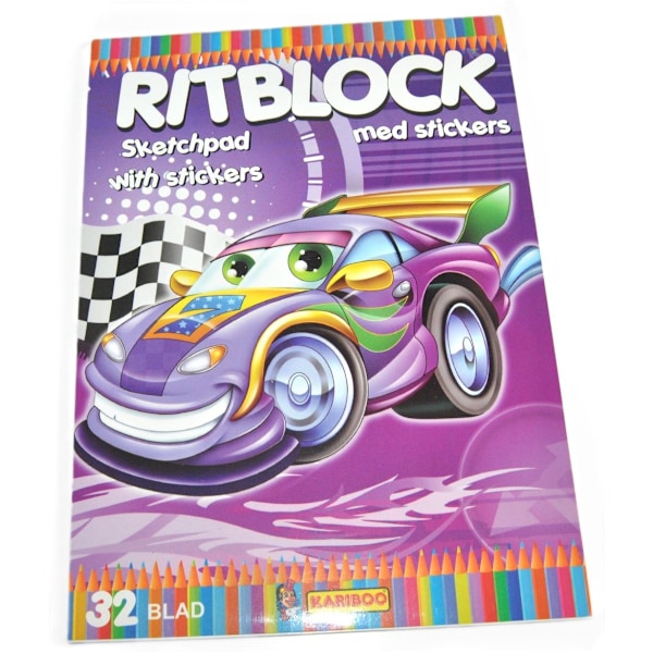 Tegneblok, Bil med klistermærker Multicolor