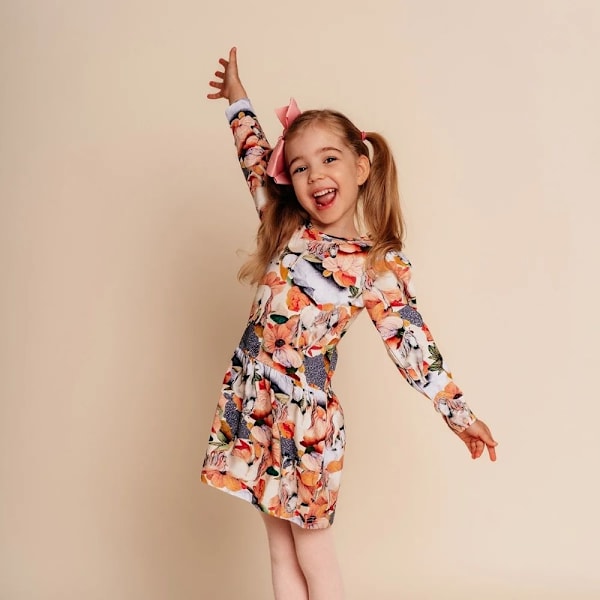 MA-IA FAMILY Poppy-klänning naturvit MultiColor 110