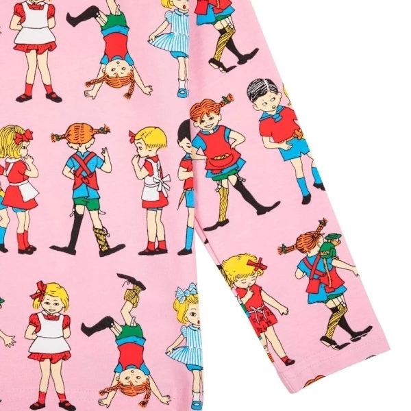 Pippi Langstrømpe- Pippi med venner-skjorte pink Pink 86