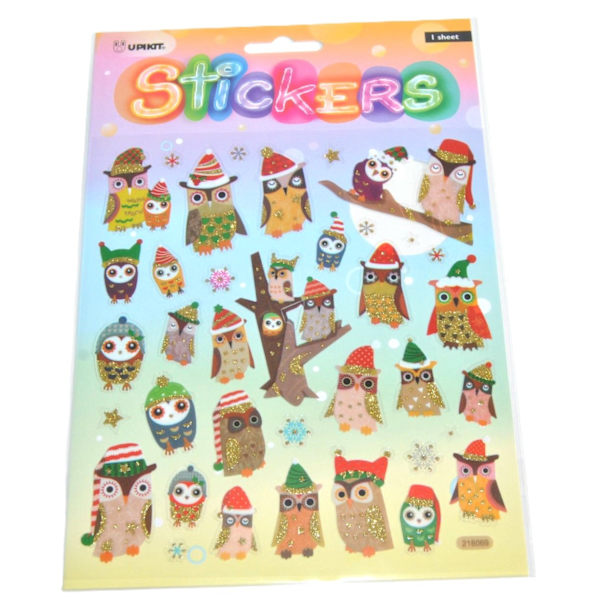 Klistermærker med ugler med hatte Multicolor