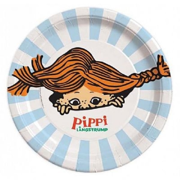 Pippi Långstrump Papperstallrikar  8-pack Ljusblå
