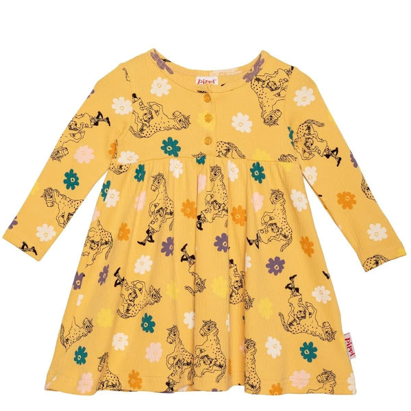 Pippi Langstrømpe-Blomster kjole baby beige Beige 62