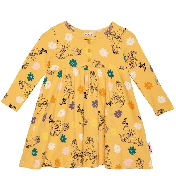 Pippi Langstrømpe-Blomster kjole baby beige Beige 56