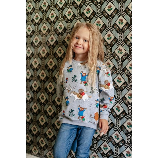 Pippi Langstrømpe Vinter Pippi college sweater grå Grey 122