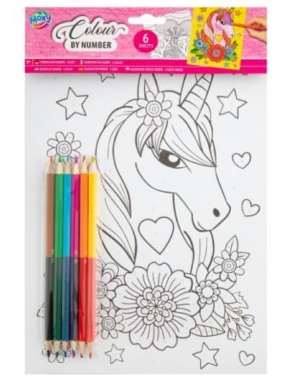 Måla efter nummer 6 ark Unicorn multifärg