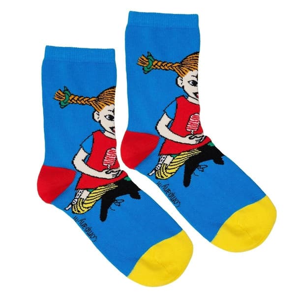 Pippi Langstrømpe sokker 2 stk. blå/røde MultiColor 31/34