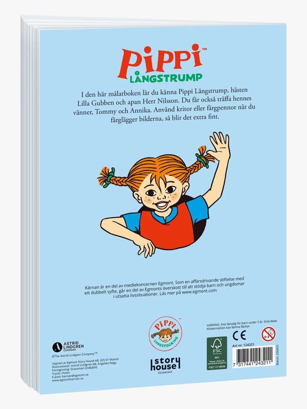 Peppi Pitkätossun värityskirja tarroilla Blue