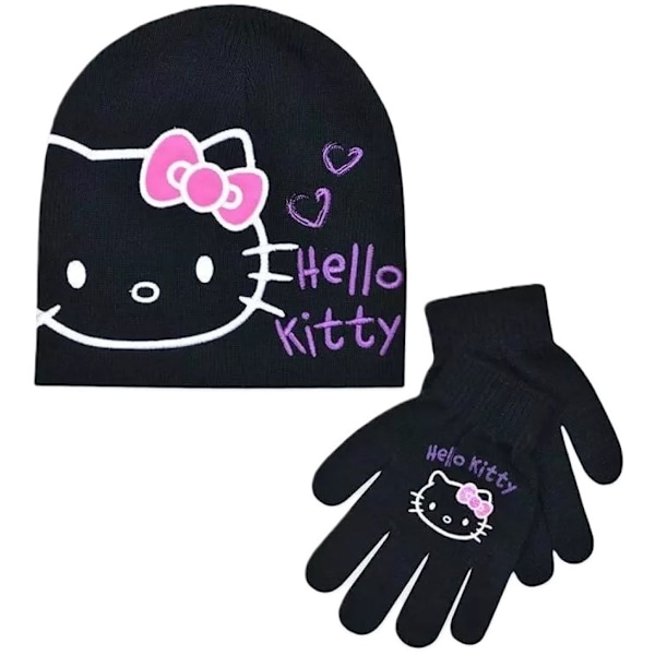 Hello Kitty hattu + lapaset Black 54 cm Svart