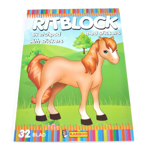 Tegneblok, Hest med klistermærker Multicolor