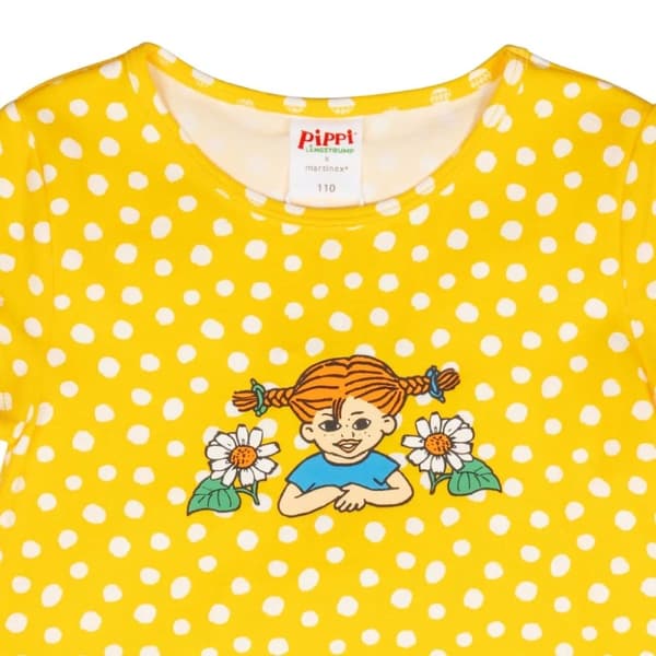 Pippi Långstrump Prickigt-klänning  gul Yellow 92