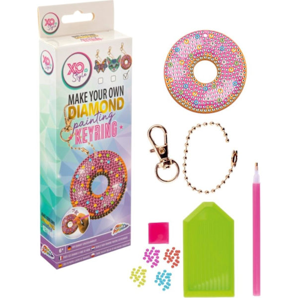 Diamond Painting nyckelring  - donut multifärg