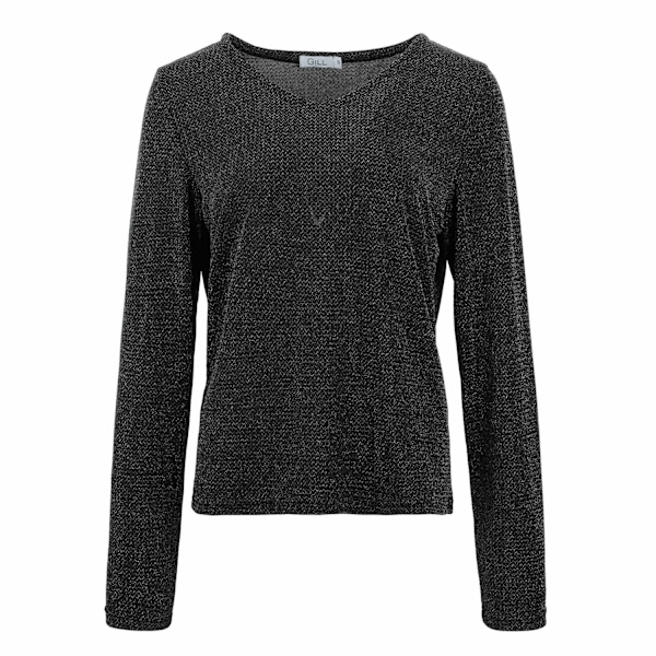 Langærmet festtop med glitter Black L