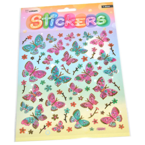 Stickers med Fjärilar och blommor multifärg