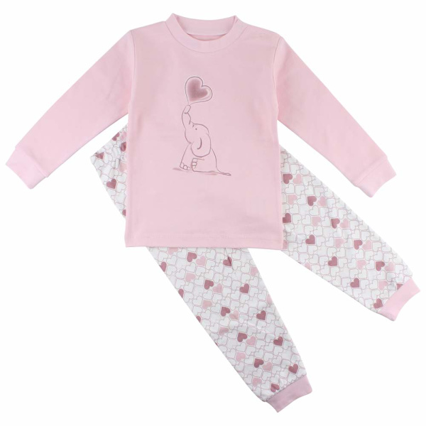 2-osainen pyjama elefantilla ja sydämillä, 86 cl, Fixoni LightPink 86