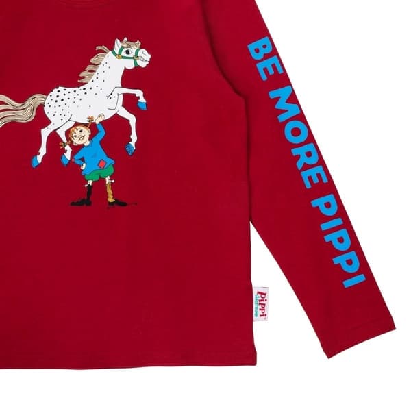 Pippi Långstrump Superstark-tröja mörkröd DarkRed 104