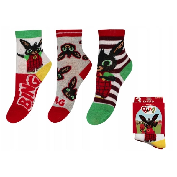3-pack Bing strumpor röd/grå/randig MultiColor 19/22