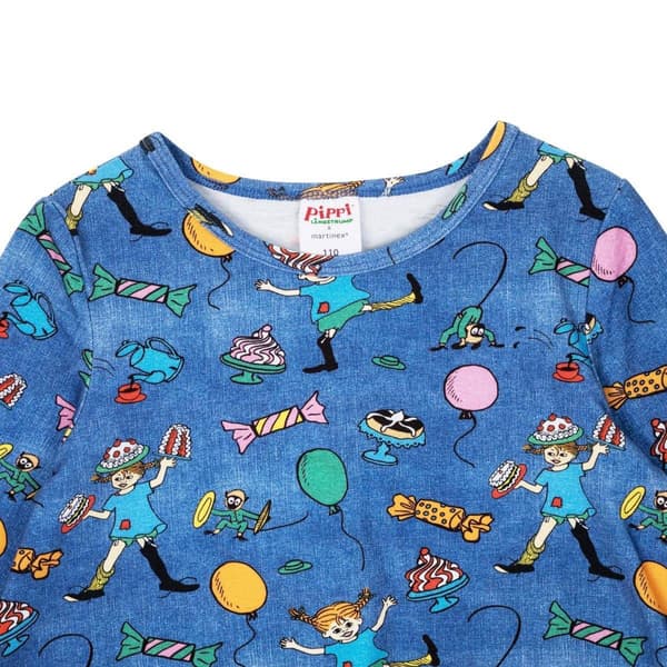 Pippi Langstrømpe Festkjole denim DenimBlue 116
