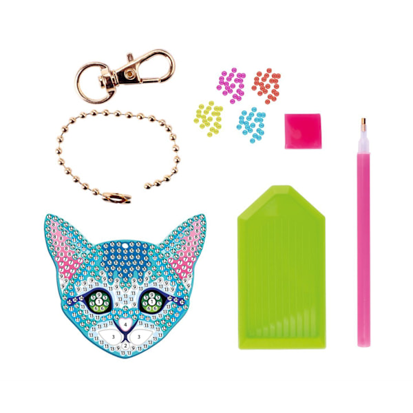 Diamant maleri nøglering kat Multicolor