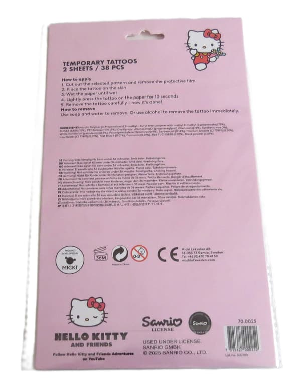 Hello Kitty - 38 Temporära Tatueringar multifärg