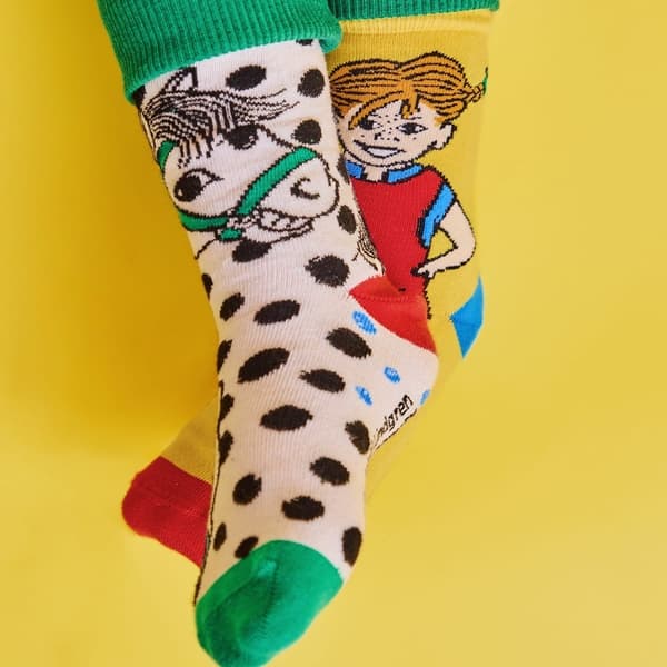 Peppi Pitkätossu - Peppi-sukat 2 kpl keltainen-luonnonvalkoinen MultiColor 31/34