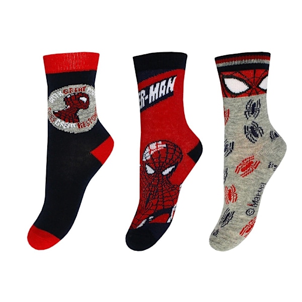 3 kpl Spider-Man-sukat harmaa/sininen/punainen MultiColor 31/34