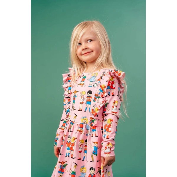 Pippi Långstrump-Pippi med vänner-klänning rosa Pink 86