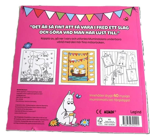Mumin Cozy Målarbok Mumin Moments Rosa