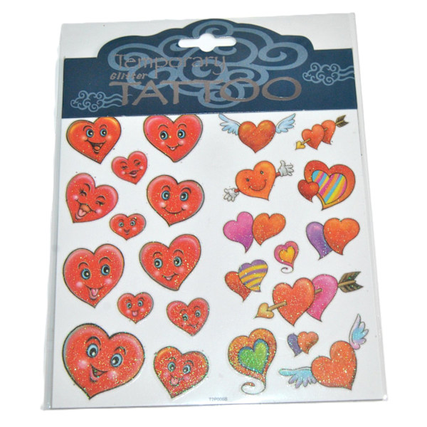 Glitrende tatoveringer, hjerter Multicolor