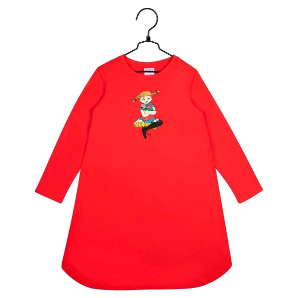 Pippi Langstrømpe krammer natkjole rød Red 86/92