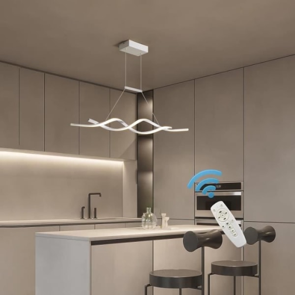 Modern LED-ljuskrona med fjärrkontroll Vit Dimbar hängande taklampa för matsal Vardagsrumsbar - Storlek: 100*20 cm
