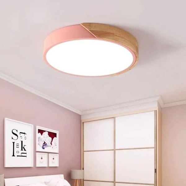 Modern LED-taklampa 24W Runt Trä Cool Vit 6000K Ø30*5CM - KIWAEZS