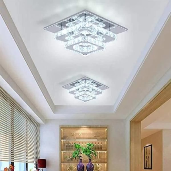 KIWAEZS 36W rostfritt stål LED-kristall taklampa för hall Matsal Vardagsrum Kök