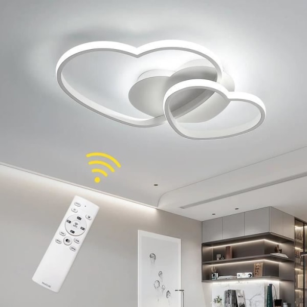 KIWAEZS Modern LED-taklampa med fjärrkontroll 70W Vit Hjärtformad Dimbar Taklampa för Vardagsrum Sovrum Kök