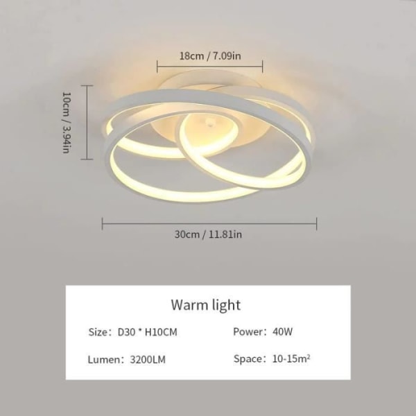 KIWAEZS Modern Runda LED-taklampa 40W 3200LM Varmvit 3000K för Vardagsrum Sovrum Matsal Kök