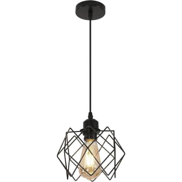 Industriell taklampa, E27 svart burformad metalllampskärm ljuskrona för matsalen Vardagsrum sovrum (utan glödlampa)