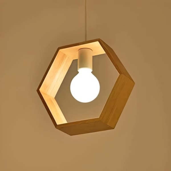 Ljuskrona i trä Pendellampa Industriell Hexagon Geometriska Pendellampor för Vardagsrum Matsal Cafe