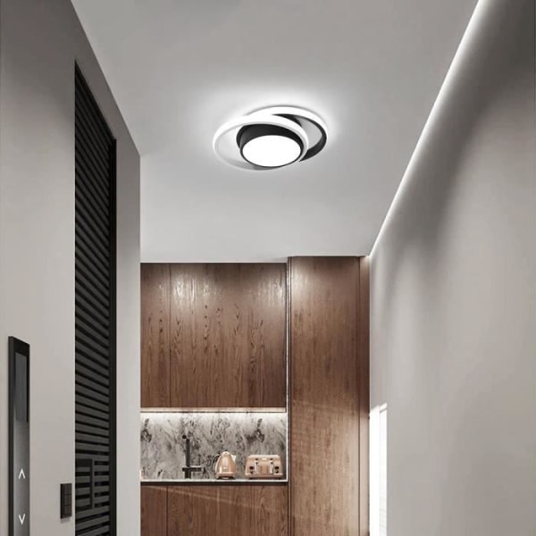 Modernt LED-takljus, svart akrylkrona för vardagsrummets hall, 32W 6500K vitt ljus [Energiklass E]