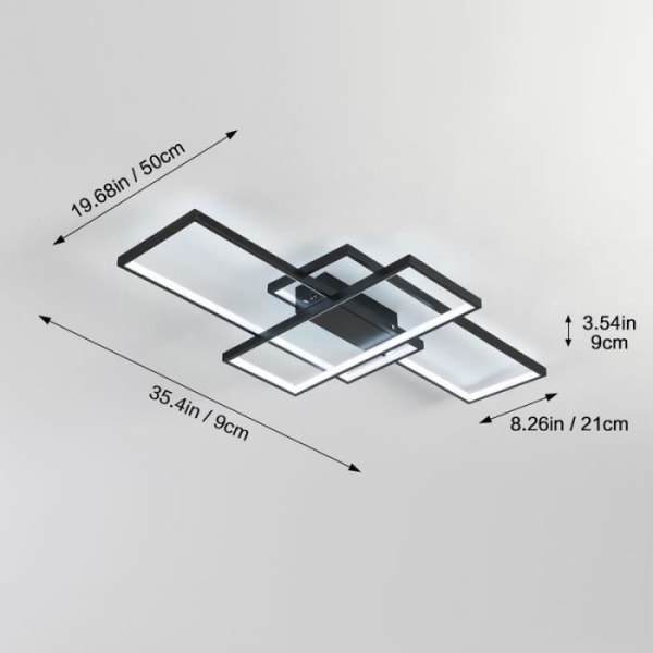 Modernt LED-takljus Akryltakljuskrona för vardagsrummets sovrum, 65W 6500k vitt ljus - svart