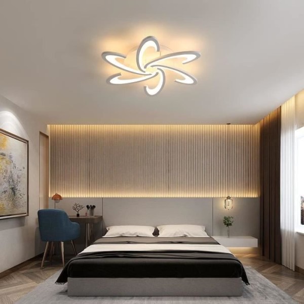 KIWAEZS Modern LED Taklampa med Fjärrkontroll 60W Vit Dimbar Taklampa för Vardagsrum Sovrum Kök