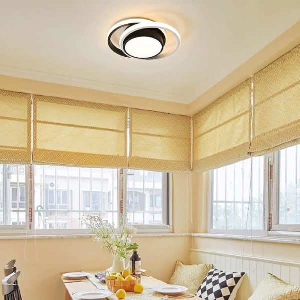 Modern LED-taklampa 27W 3000K Svartvit taklampa för sovrum Vardagsrum Hall Kök - Storlek: 27*22*6 cm