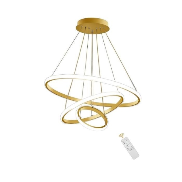 KIWAEZS LED-ljuskrona, modern designbelysning för vardagsrum och matsal, dimbar, guld, Ø.20+40+60 cm