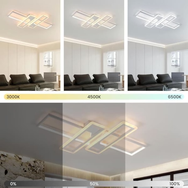 Modern LED-taklampa - KIWAEZS - Dimbar med fjärrkontroll - Infälld - Vit