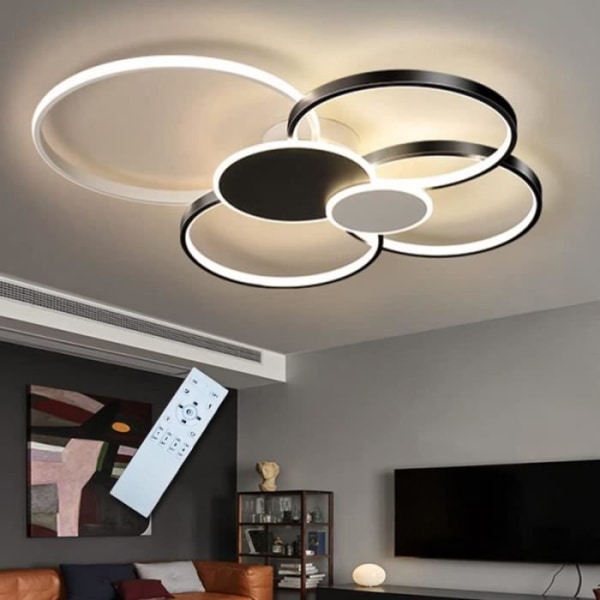 KIWAEZS dimbar LED-taklampa, 72W moderna ljuskronor 6-ringars taklampor för vardagsrum, sovrum - Dia.80 cm