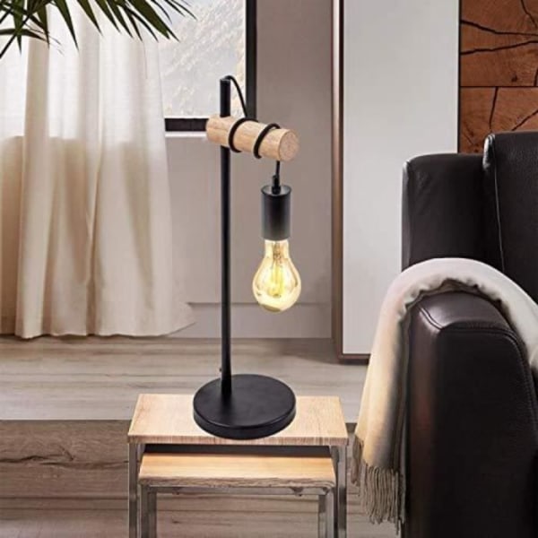 LED Bordslampa, Retro Design Sänglampa Läslampa, E27 Svart, för kontors- och sovrumsbelysning