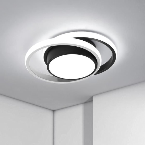 Modernt LED-takljus, svart akrylkrona för vardagsrummets hall, 32W 6500K vitt ljus [Energiklass E]